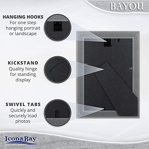 Icona Bay 4x6 Azure Gray Picture Frame, Cape Cod Style 4 x 6 Photo Frame, Table Top or Wall Mount, Bayou Collection