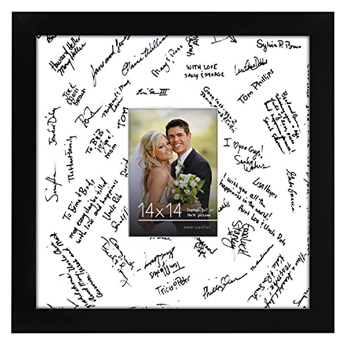 Americanflat 14x14 Wedding Signature Frame with Shatter-Resistant Glass - Use as 5x7 Frame with Mat or Display 14x14 Photo...