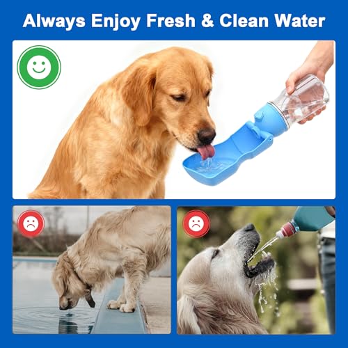 Dog Water Bottle, Portable Leak-Proof Water Dispenser with Drinking Bowl for Dogs and Cats, Travel Puppy Fountain Pet Wate...