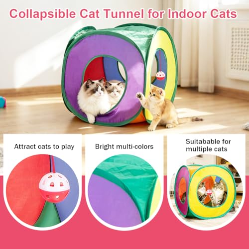 Retro Shaw Cat Toys Pack 33Pcs, Interactive Kitten Toys for Indoor Kittens Cats, Collapsible Kitty Play Tunnel Tent Feathe...