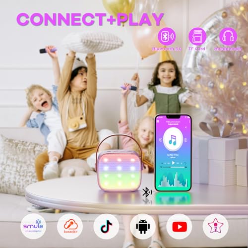 YLL Karaoke Machine for Kids, Portable Mini Speaker with 2 Wireless Microphones, TOP Kids Gifts for Girls Ages 3, 4, 5, 6,...