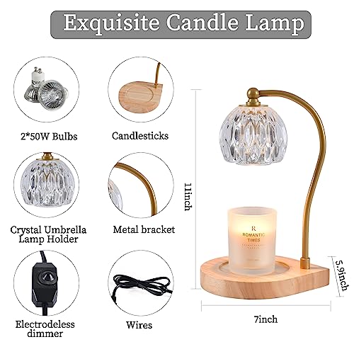 kaakuuki Candle Warmer Lamp,Candle lamp,Vintage Crystal Candle Wax Warmer,Heat Adjustable,Birthday Gifts for Women mom,wit...