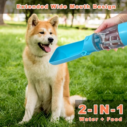 CORIMEI Portable Dog Water Bottle - 2-in-1 Dog Travel Water Bottle with Food Container & Bowl Dispenser, Leak-Proof, Light...