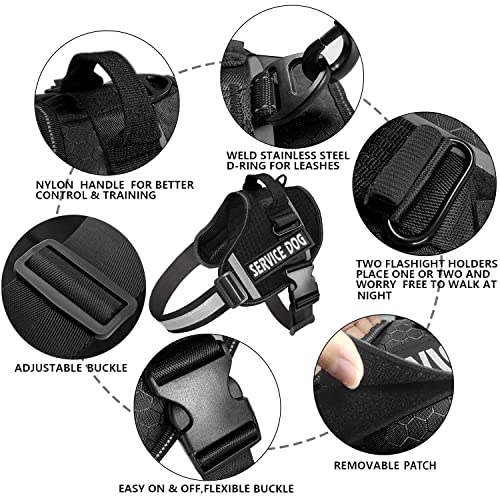 JSXD Dog Harness,No-Pull Service Dog Harness with Handle Adjustable Outdoor Pet Dog Vest 3M Reflective Nylon Material Vest...