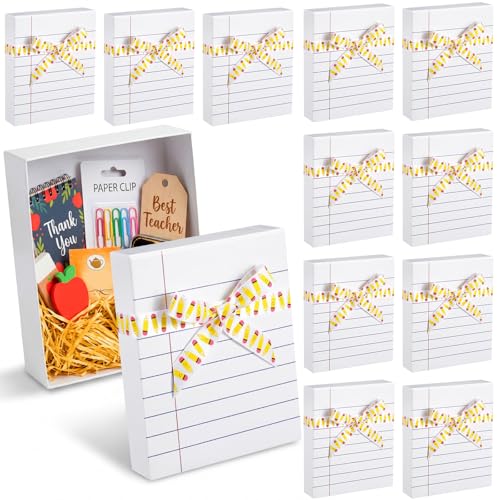 Potchen 12 Pack Teacher Appreciation Gift Boxes with Ribbon Papper Boxes for Present Lined Notebook Design Thank You Gifts...