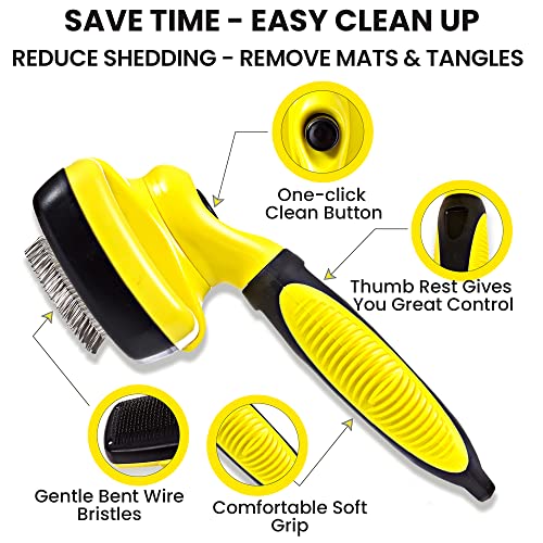 ShedTitan Doodle Brush Slicker for Dogs - Self Cleaning Dog Brush for Poodles, Goldendoodle Grooming Kit with Detangler Comb