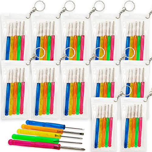 ArtCreativity 5 PC Mini Screwdriver Keychain Set, Pack of 12, Set Includes 5 Screw Drivers and Portable Pouch, Cool Birthd...