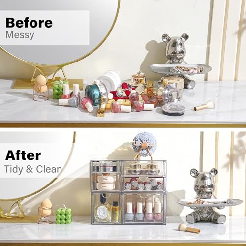 Prsildan Acrylic Drawer Makeup Organizer with 6 Drawers (Not for Baby Bottle), Set of 2 Office Desk Organizers Accessorie...