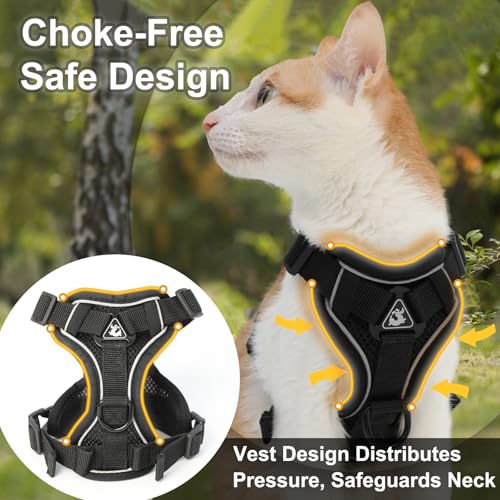 Kodervo Cat Harness and Leash, Reflective Cat Harness Escape Proof for Walking, Adjustable Kitten Harness and Leash Set, 4...