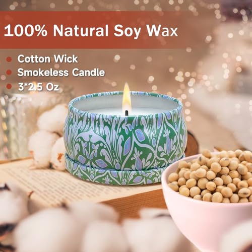 3 Pack Scented Candles Gifts for Women, 2.5 oz Aromatherapy Candles for Home Scented, Natural Soy Candles with Floral Scen...
