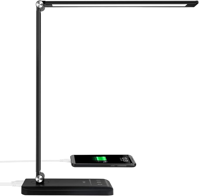 LED Desk Lamp for Office Home, Stepless Dimming Architect Desk Light with DC Adapter, Eye-Caring Desk Lamp with Clamp, 25 ...