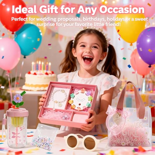 Flower Girl Proposal Gift Set - Will You Be My Flower Girl Card with Bracelet, Sunglasses, Headpiece, Hair Accessories & C...