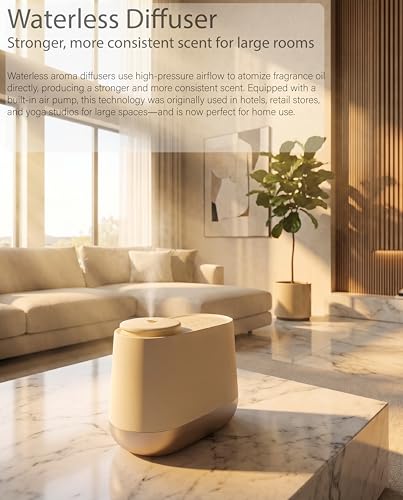 Low Noise Waterless Aroma Diffuser (200ml) – 39dB Ultra Quiet, No Water Needed, App Optional, Strong Scent for Large Room...