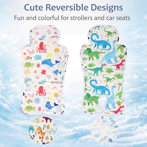 Suzile 2 Pcs Baby Gel Car Seat Cooler Pad Double Side Universal Breathable Stroller Cooler Mat Car Seat Cooling Pad Stroll...