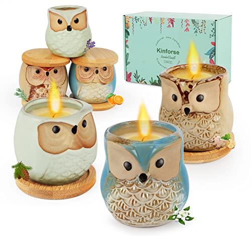 Kinforse Scented Candles Birthday Gifts for Women, Owl Gifts for Women, 6 Pack Novelty Owl Aromatherapy Candle Bulk Gift f...
