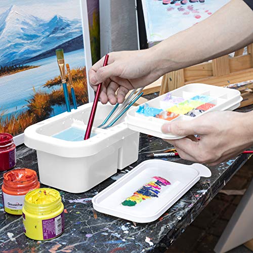MyLifeUNIT Paint Brush Cleaner, Paint Brush Holder and Organizers with Palette for Acrylic, Watercolor, and Water-Based Pa...