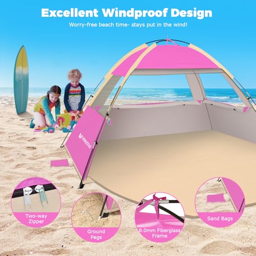 Venustas Beach Tent Sun Shelter for 3/4/6/8 Person, UPF 50+ UV Protection Beach Canopy, Lightweight and Easy Setup Cabana,...