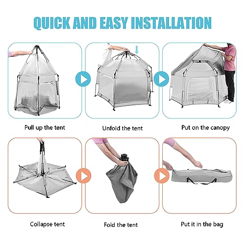 Bend River Baby Playpen with Canopy, Portable Baby Beach Tent, Toddler Play Yard Indoor and Outdoor, Foldable Mosquito Net...