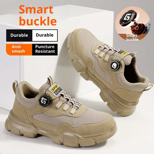 Smart Buckle Labor Protection Anti-smash Steel Toe Protective Shoes