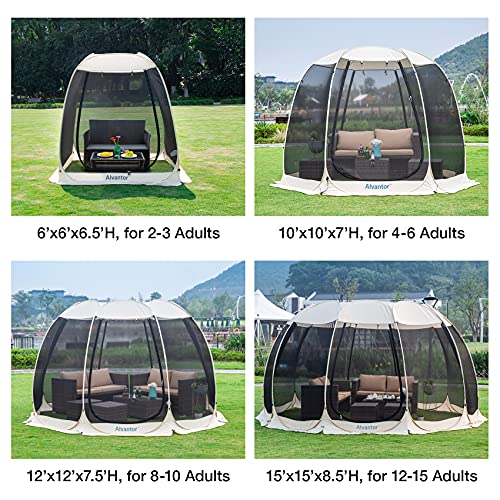 Alvantor Pop Up Screen House Gazebo with Mosquito Netting, Instant UV Resistant Sun Shelter for Patio & Backyard, Portable...