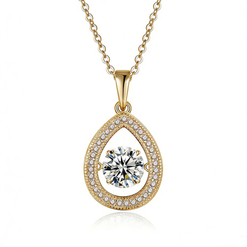 S925 Sterling Silver 1ct D Color VVS1 Moissanite Teardrop Necklace 45cm Platinum Plated Pave Halo GRA Certified Gift Box