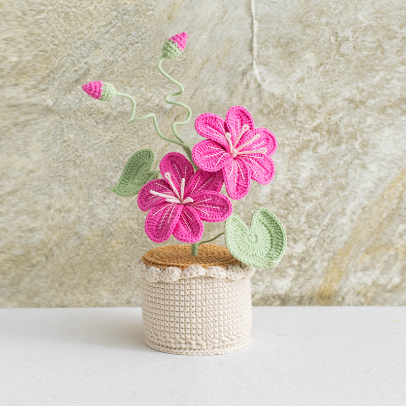 Artificial Flower Decor Hand-woven Yarn Potted Bouquet