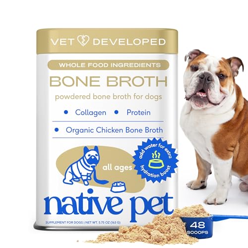 Native Pet Bone Broth for Dogs and Cats - Chicken Bone Broth Powder Dog Food Toppers for Picky Eaters - Provides Extra Nut...