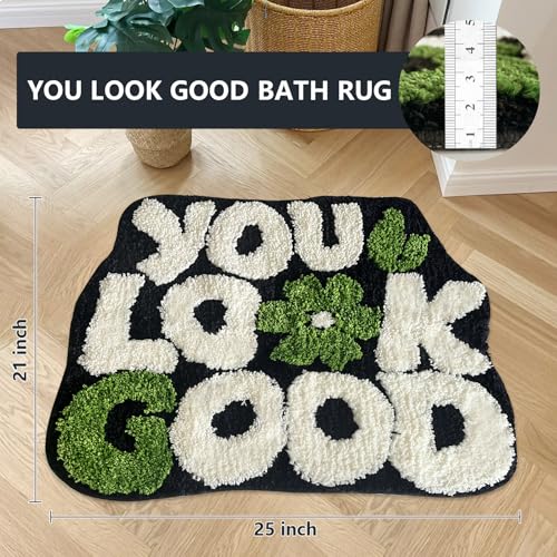 TWWDE AUG You Look Good Bath Rug, Fun Bathroom Rug,Black Bathroom Rugs Cool Rugs for Bedroom Non Slip Microfiber Plush Coo...