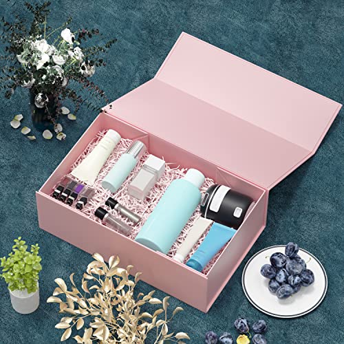 RYDDOY Pink Gift Box, 9.5x6x3'' Gift box for Presents with Lids Magnetic Closure Rectangle Collapsible for Bridesmaid Prop...