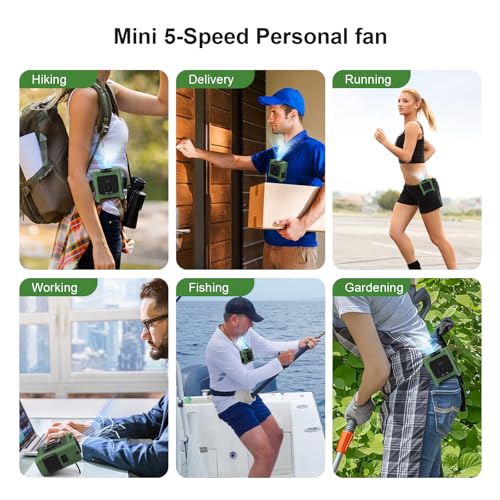 FANSYJKJ Portable Fan Wearable Personal Fan with 5 Speed Max 55 Working Hours Low Noise Portable Neck Fans Cooling Waist F...