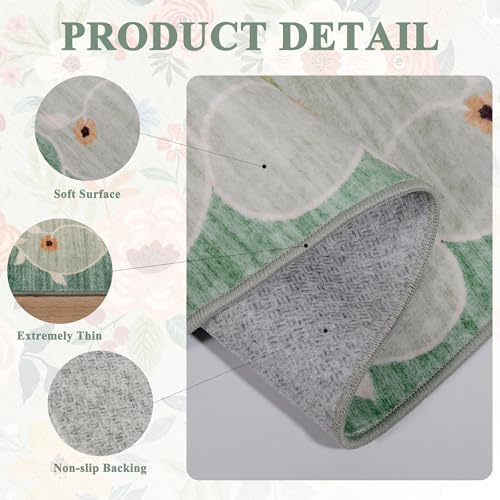 DUKINO 2x3 Rugs for Entryway, Floral Indoor Washable Front Door Mat, Non Slip Boho Small Carpet, Soft Low Pile Throw Rug f...