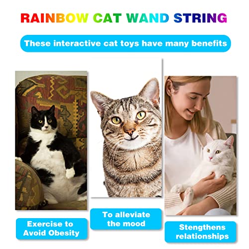 M JJYPET Cat Wand Toys Interactive Kitten Toys for Indoor Cats Colorful Teaser Wand String for Exercise Kitten Stick Kitty...