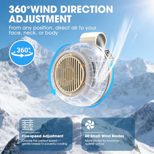 Linyuant Portable Silent Mini Bladeless Fan Clip On, Mini USB Rechargeable 360° Rotatable Fan, 2026 New Adjustable 3-Speed...