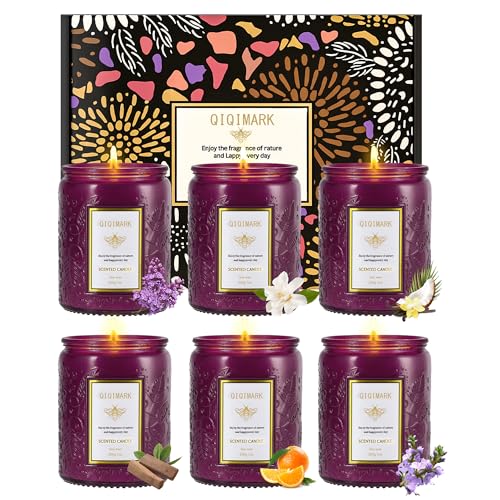 6 Pack Candles for Home Scented, Christmas Gifts Candle Set for Women, 42 oz 300 Soy Wax Long Lasting Candles Gift for Bir...