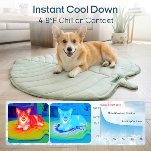 Vagascape Dog Cooling Mat, Washable Pet Cooling Mat, 35" x 33" Thick & Durable Large Cooling Mat for Dogs, Portable Foldab...