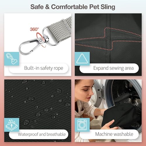 YUDODO Fashion Dog Sling Carrier for Small Dogs Lightweight Crossbody Pet Bag with Safety Strap, Pocket Storage, Machine W...