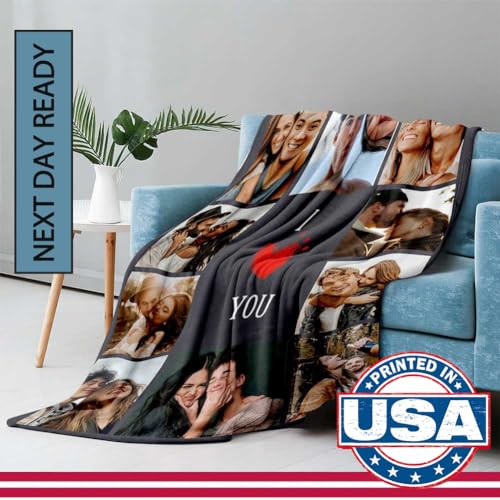 DayOfShe Custom Blanket with Photo I Love You Girlfriend Boyfriend Gifts,Personalized Blankets for Mom,Dad,Couple,Husband...