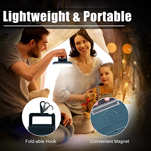 Portable Camping Fan with LED Lantern XTAUTO USB Rechargeable Waterproof Tent Fan with Hanging Hook Magnet Survival Kits f...
