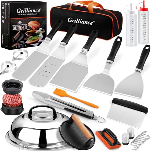 Grilliance 27pcs Griddle Accessories Kit for Blackstone, Professional Hibachi Flat Top Grill Tools, Enlarged Spatula Gift ...