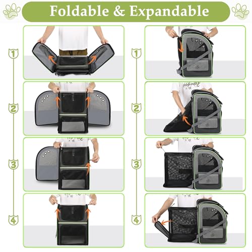 Cat Carrier Backpack, Large Cat Backpack Carrier Soft, Expandable Airline Approved Cat Carrier for Small Dogs Puppies Medi...