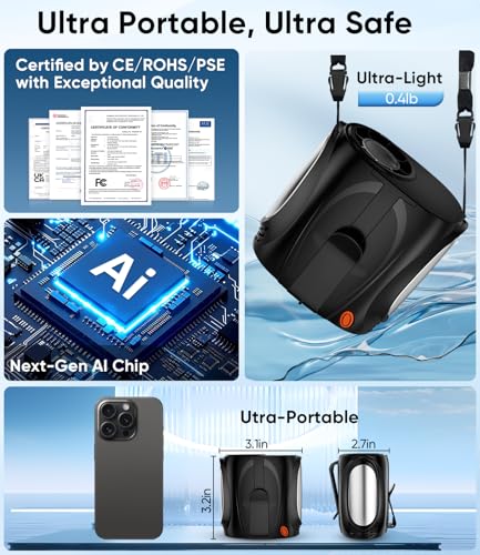 Tedajo AI Portable Waist Fan, 6 Speeds 16000RPM Strong Turbo Airflow, 40H Max Cooling Battery Powered Personal Fan Recharg...