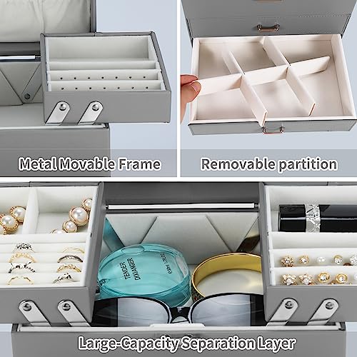 Dajasan Jewelry Organizer Box, Large Jewelry Boxes for Women Girls, Space-Saving 4 Layers Jewelry Storage Case with Drawe...
