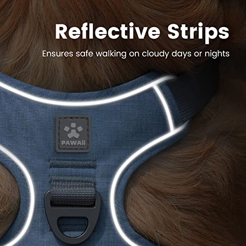 Pawaii No Pull Dog Harness with Pet ID Tag,Reflective Strips No Choke Front O Ring Breathable Mesh Adjustable Soft Padded ...