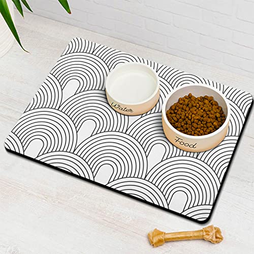 Dog Food Mats for Floors Absorbent, Pet Cat Food Mat - Quick Dry Dog Bowl Mats for Food and Water, Eco-Friendly Boho Pet S...