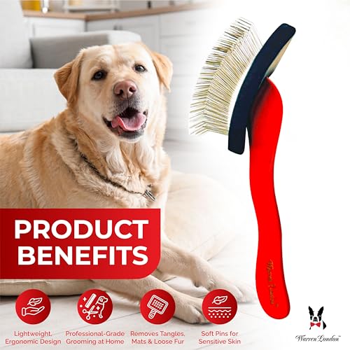 Warren London FurBreeze Pro Max Doodle Brush for Dogs – 4" x 3" Grooming Brush for Long & Thick Coats – Removes Mats & Tan...