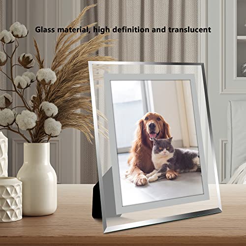 Vienrose 5x7 Picture Frame Set of 2, Clear Glass Photo Frames with Silver Edge, Horizontal or Vertical Display for Tableto...
