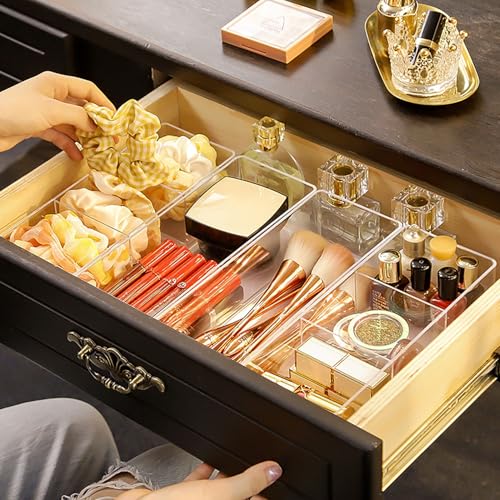 JessLab Acrylic Organizers, Bathroom Organizer for Drawer, Cosmetic Display Cases for Vanity, Countertop, Desk, Kitchen, a...