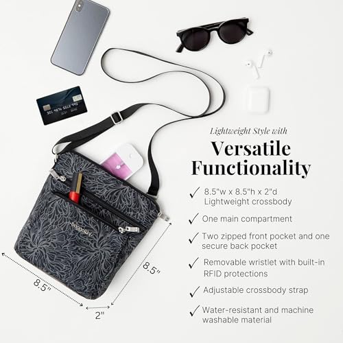 Baggallini Pocket Crossbody Bags for Women 8x8 Small Lightweight Durable Water-resistant Travel Purse W/Rfid