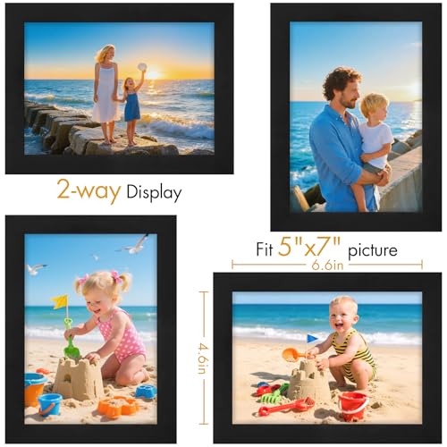 Vittanly 5x7 Picture Frame, Made of Solid Wood and Shatterproof Plexiglass, Wooden Photo Frame for Wall Mounting or Tablet...