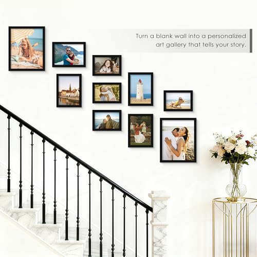 PEALSN 10 Pack Collage Picture Frames, Gallery Wall Frame Set with Two 8x10, Four 5x7, and Four 4x6, Multiple Photo Frames...